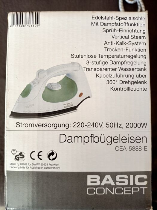 Żelazko parowe Basic Concept nowe