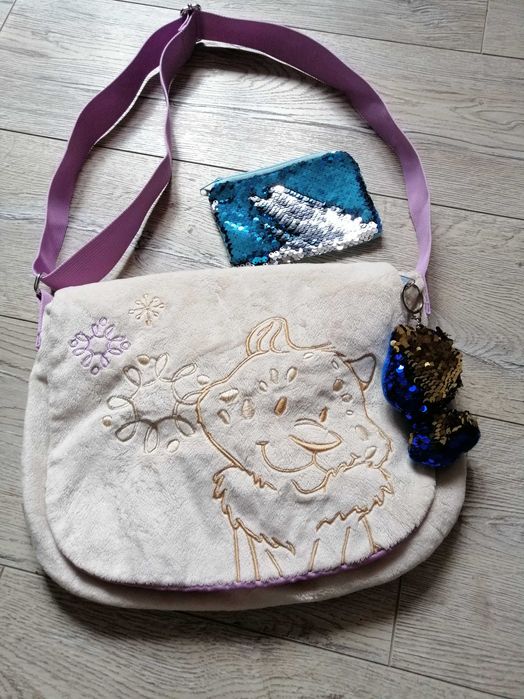 Nici torba na ramię + portfel i zawieszka cekiny