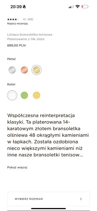 Branzoletka pandora tenisowa