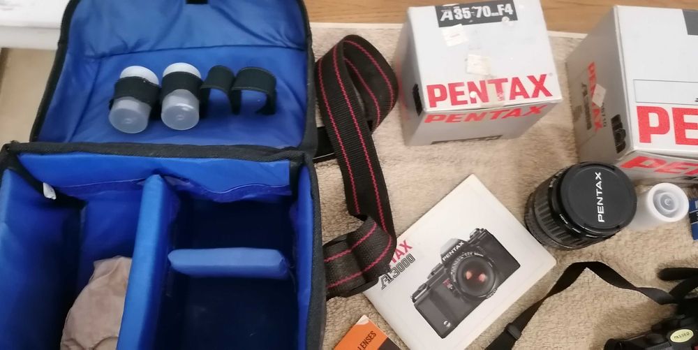 Maquina fotográfica reflex, PENTAX A3000, todo o lote