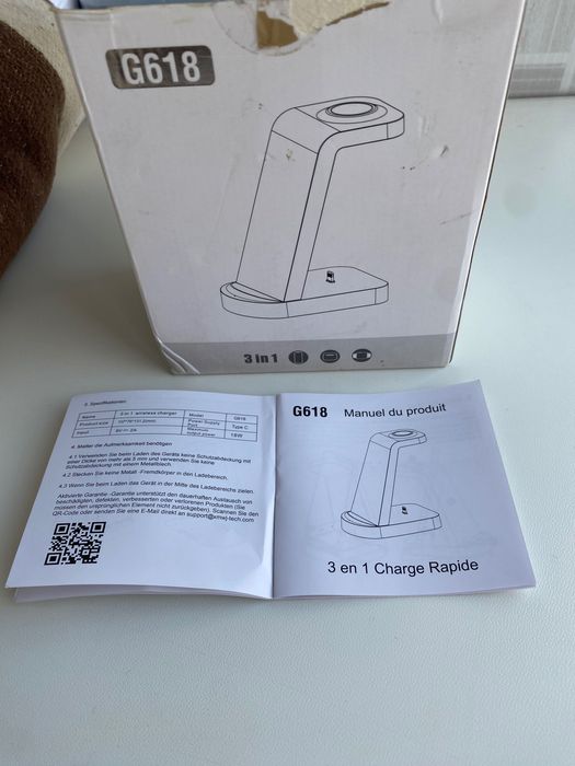 Швидка зарядка 3 в 1 бездротова –G618  18 w iPhone, Apple