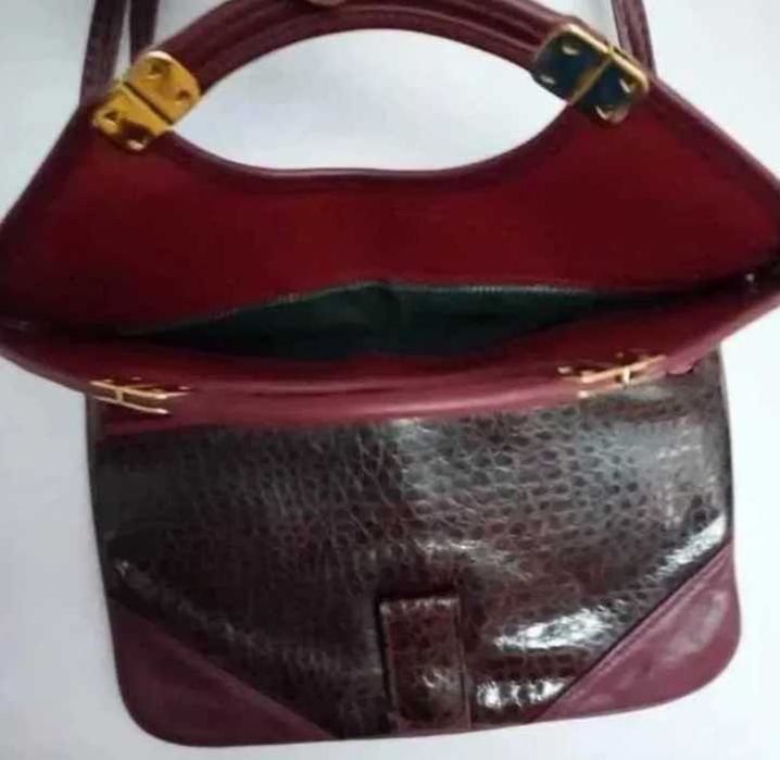 Torebka skóra węża bordowa