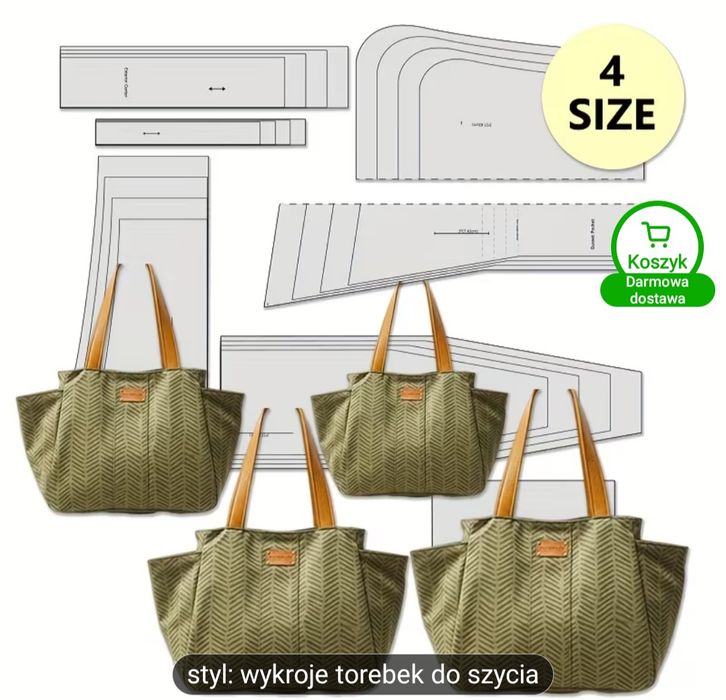 Papierowy wykrój na torebkę shopperke w 4 rozmiarach nowy