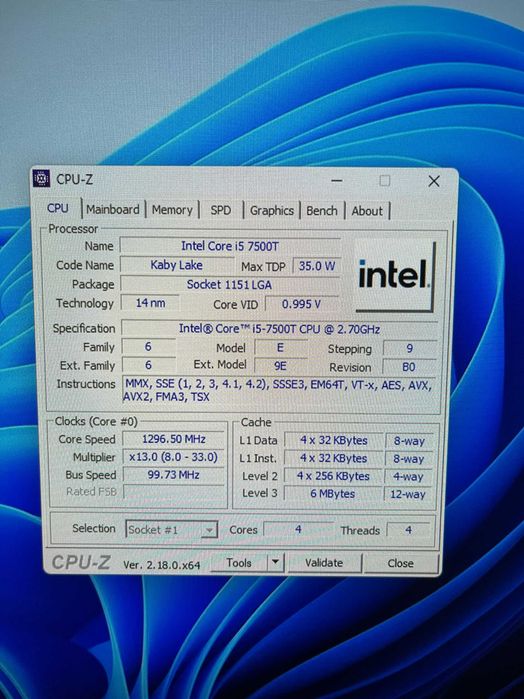 Процессор  Intel Core i5-7500T