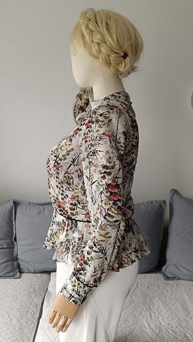Zara bluzka blouse biust 48x2 M L baskinka koktajl kwiatowy urocza
