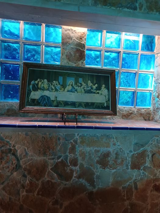 Quadro, c/ estampa vintage da" Santa Ceia"