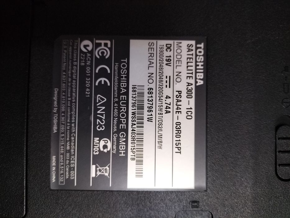 Computador portátil Toshiba para peças