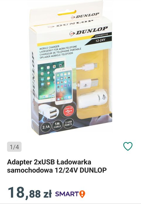 Ładowarka samochodowa DUNLOP