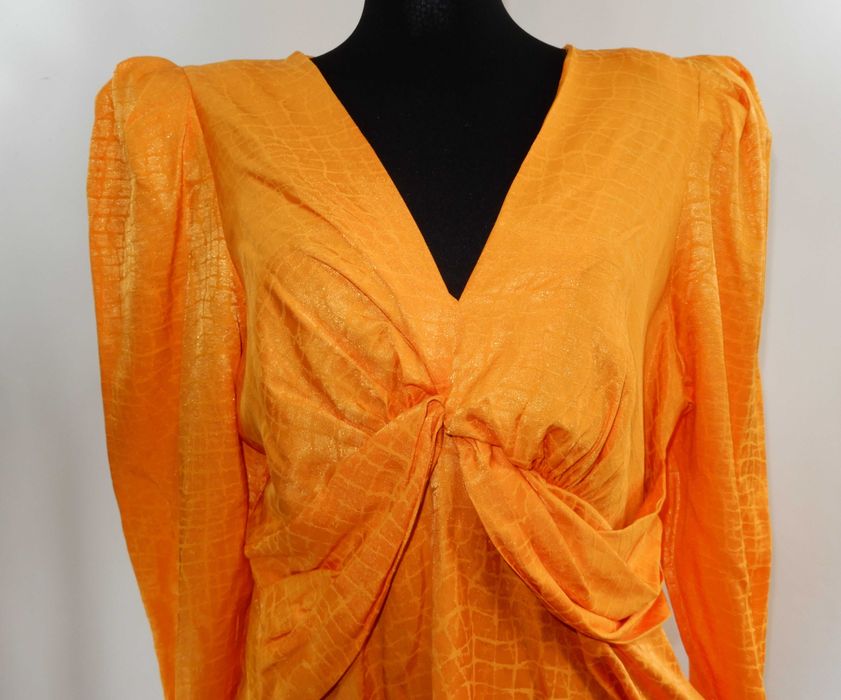 Bluzka z długim rękawem Vintage bufiasty pomarańczowa River 44 XXL