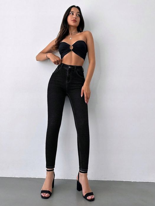 Shein spodnie jeansowe dla niskich kobiet casual l 11ma