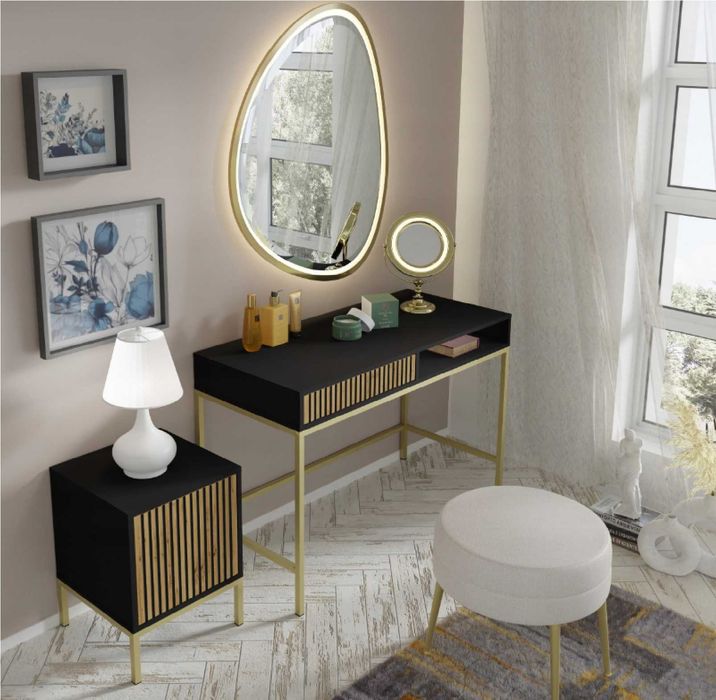 Toaletka RAVENNA F 112x50 cm biurko z szufladą czarny mat / artisan