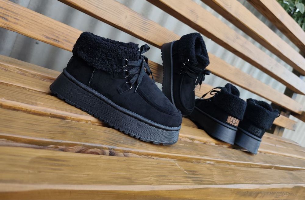 36-41 р чорні черевики чоботи угги жіночі теплі на товсті підошви ugg