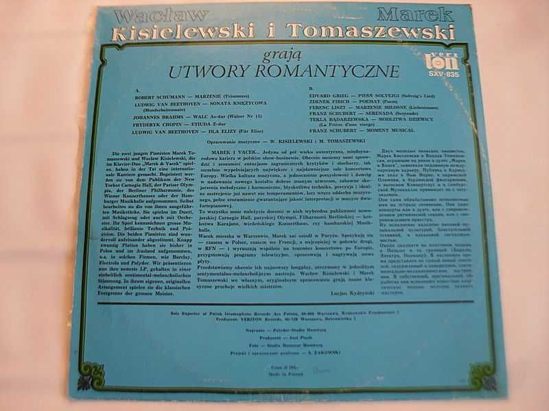 MAREK & WACEK - UTWORY ROMANTYCZNE - 1982 VERITON - winyl -stan-bdb- 2