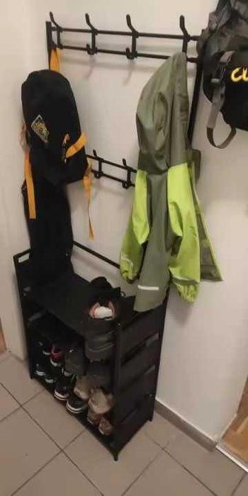 Вішалка підлогова для коридору з крючками та поличками напольна