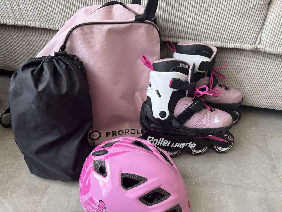 Комплект: ролики Rollerblade 33-36,5, захист, шолом, сумка