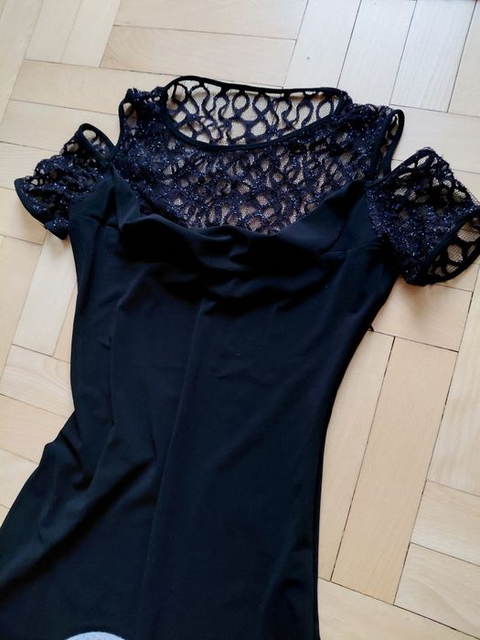 Wieczorowa, długa czarna sukienka, 2nowa