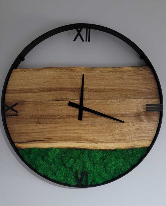 Zegar 60cm ścienny Loft, Industrial, Chrobotek. Rękodzieło, Prezent