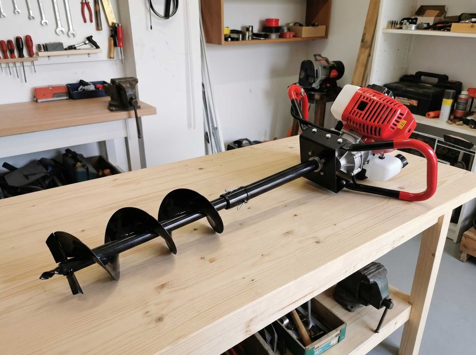 NOWY Świder Spalinowy Do Słupków 62cm³ 6,7km + 3 Wiertełka 100/150/200mm + Przedłużka 50cm
