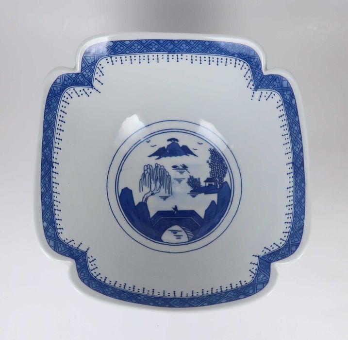 Saladeira porcelana azul e branca da China - Cantão