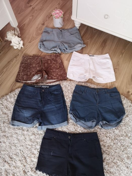 Spodenki krótkie jeansowe damskie zestaw spodenek szorty Bermudy 42