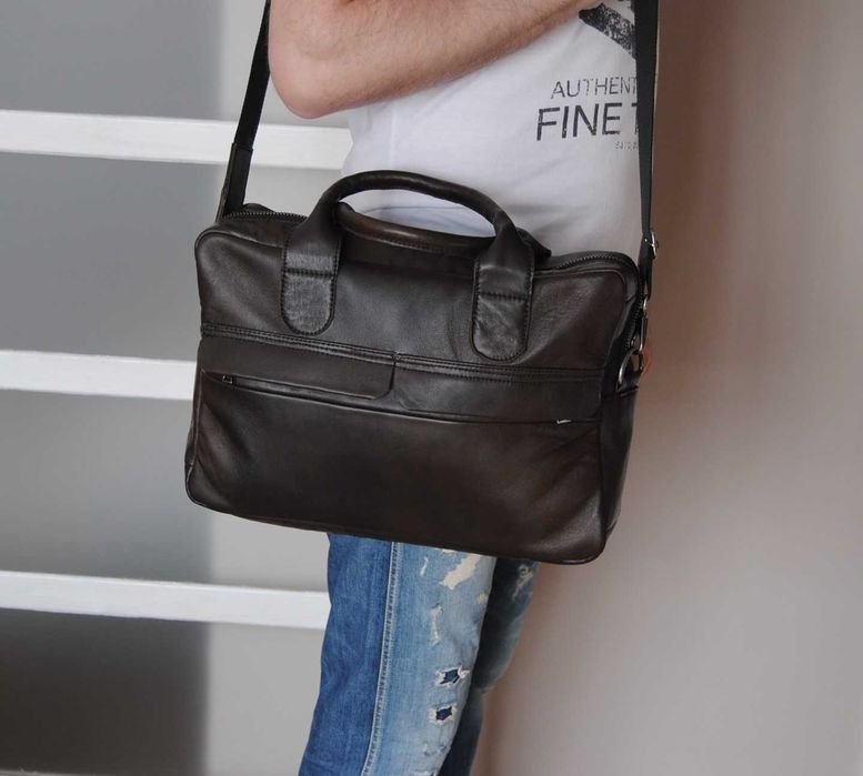 Шкіряний чоловіча сумка портфель / кожаная мужская сумка + несессер