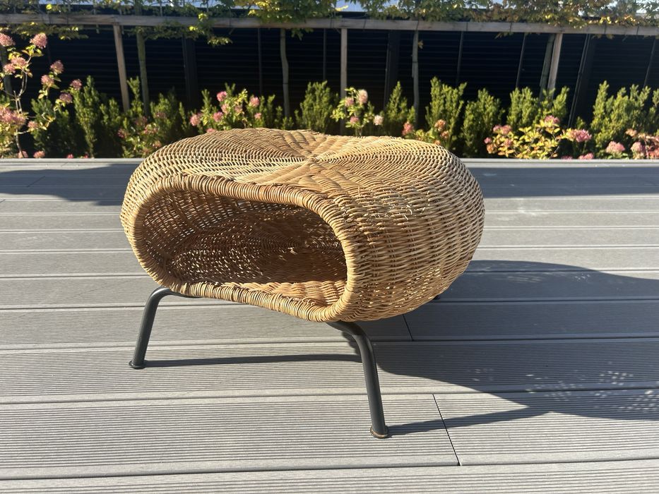 IKEA ORRESLÄTT podnóżek rattanowy naturalny czarne nogi