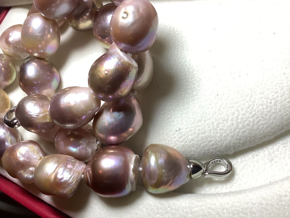 Ogromne perły różowe fioletowe kolorowe naszyjnik