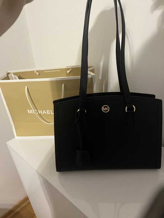 Michael Kors torebka tote bag srednia Chantal ze skóry groszkowej NOWA