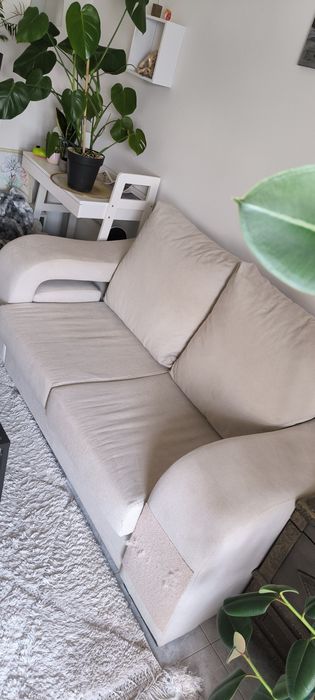 Sofá 2 Lugares Onda (180x90cm) - Cor : Bege 2 Puffs