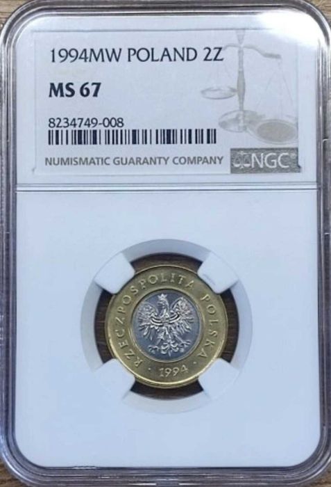 2 złote 1994 ngc ms67 rarytas