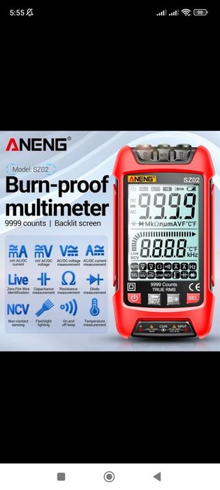 Aneng SZ02 цифровой мультиметр полный автомат True Rms 9999отс.