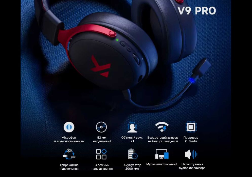 ‼️ MCHOSE V9 Pro — Бездротові ігрові навушники игровые наушники чорні