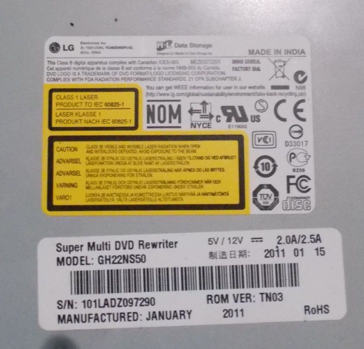 Оптический привод Lg GH22NS50 SATA DVD+/-RW