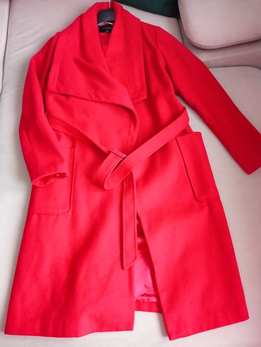 Zimowy płaszcz damski,,długi ciepły r M  38 Top Secret  czerwony