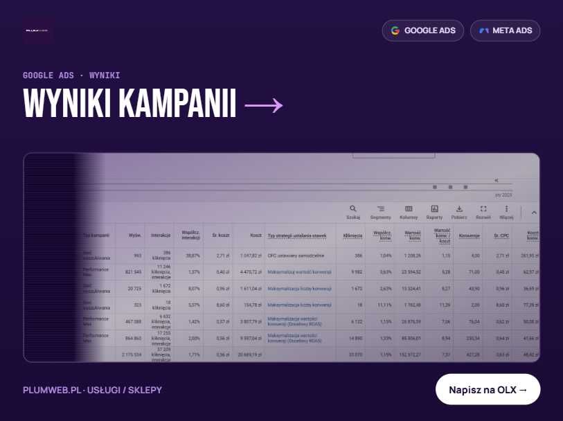 Reklama w internecie / Pozycjonowanie GOOGLE / Reklama Meta Ads