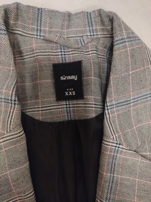 Marynarka w kratę elegancka oldmoney matura egzamin długa szara