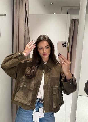 Zara S розмір бомбер замшевий замш зара куртка шкіряна 8073/253/505