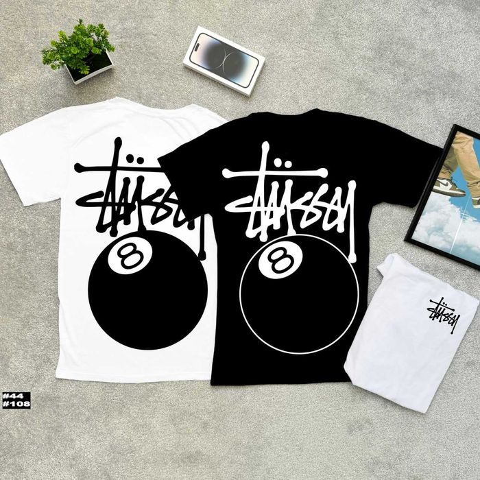Якісні Футболки Stussy Стусси 8 Ball (Черная / Белая)