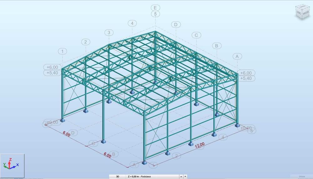 Konstrukcja stalowa -12x6 wiata dwuspadowa - producent