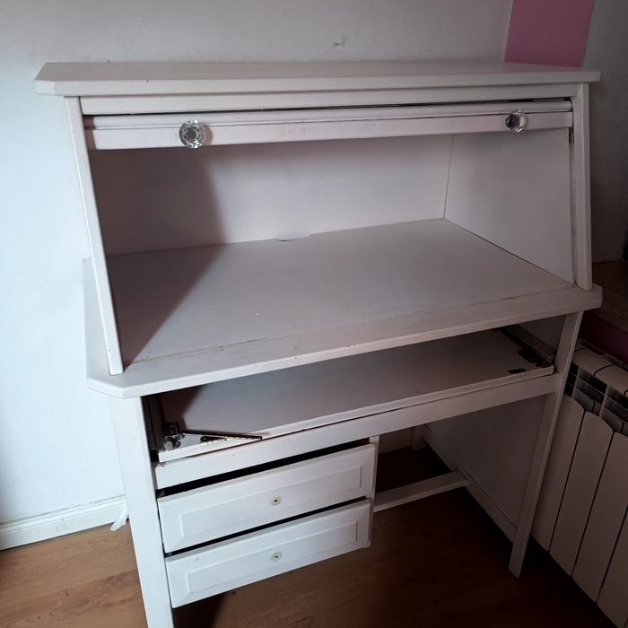 Sekretarzyk biały lite drewno