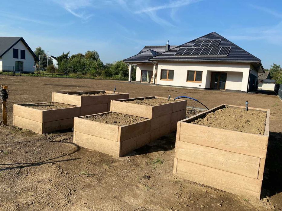 Podwyższone grządki betonowe, Warzywnik betonowy 405 x 105 x 75
