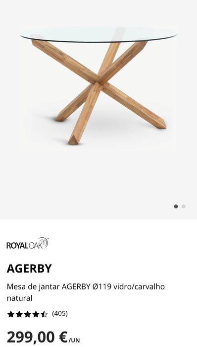 Mesa redonda em vidro