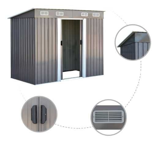 Domek Narzędziowy Schowek na Narzędzia Ogrodowy Szopa 238x126x181 cm