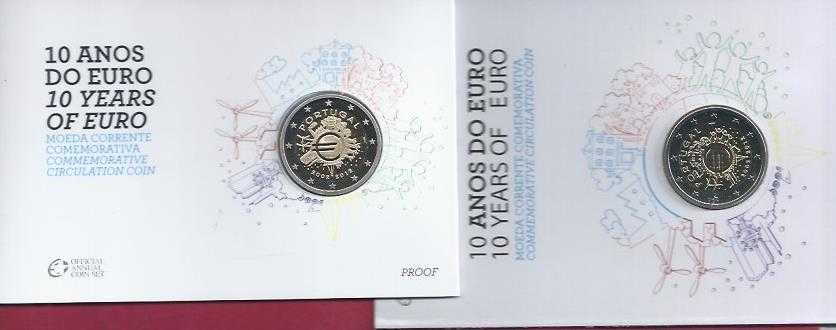 Euros   Portugal   2 Euros   Proof  10º Aniversario Criação do Euro