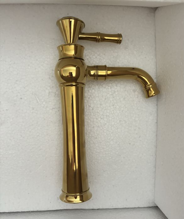 Nowa Bateria retro łazienkowa umywalkowa wysoka złota