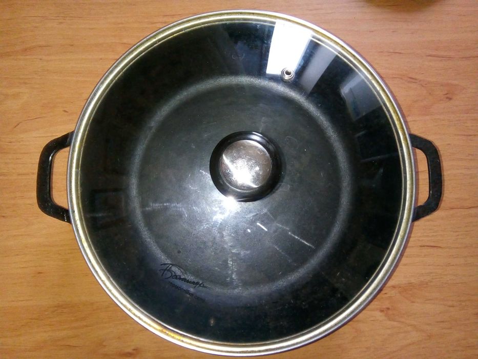 Чугунная сковорода жаровня БИОЛ глубокая 26см с стеклянной крышкой: 800 ...