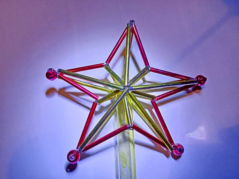 Верхушка Звезда СССР на елку (стекло, металл), елочная игрушка