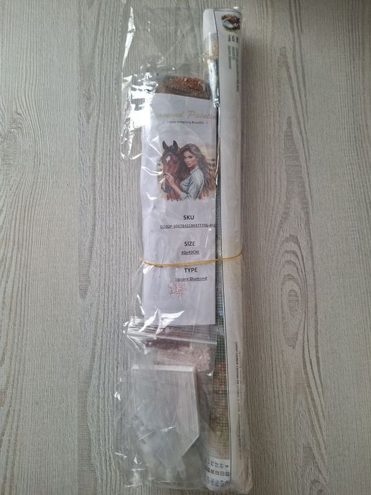 Алмазная вышивка мозаика "Девушка и конь" 40×40 см без подрамника