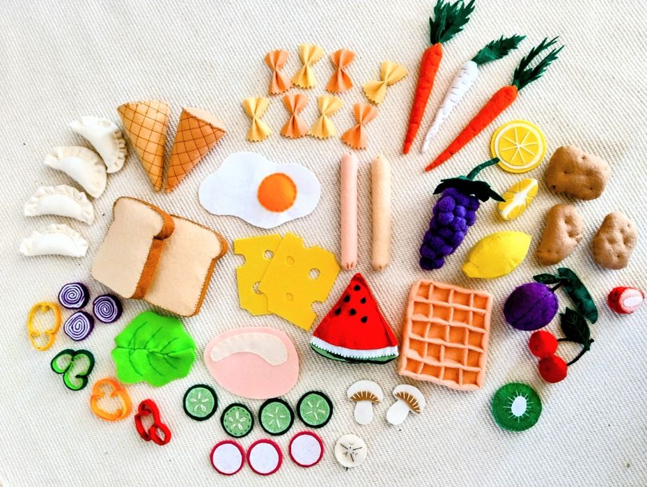 Jedzenie z filcu, owoce, warzywa