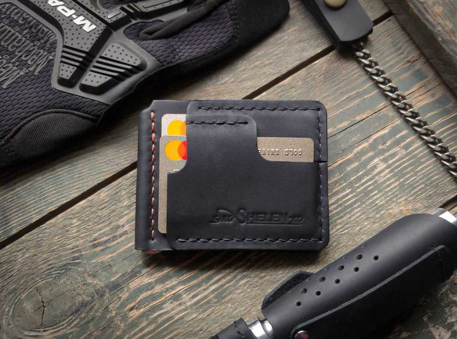 Гаманець чоловічий затискач зажим для грошей TEXAS чорний з монетницею